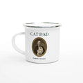 cat dad enamel mug – minimalist cat lover design on durable camping mug