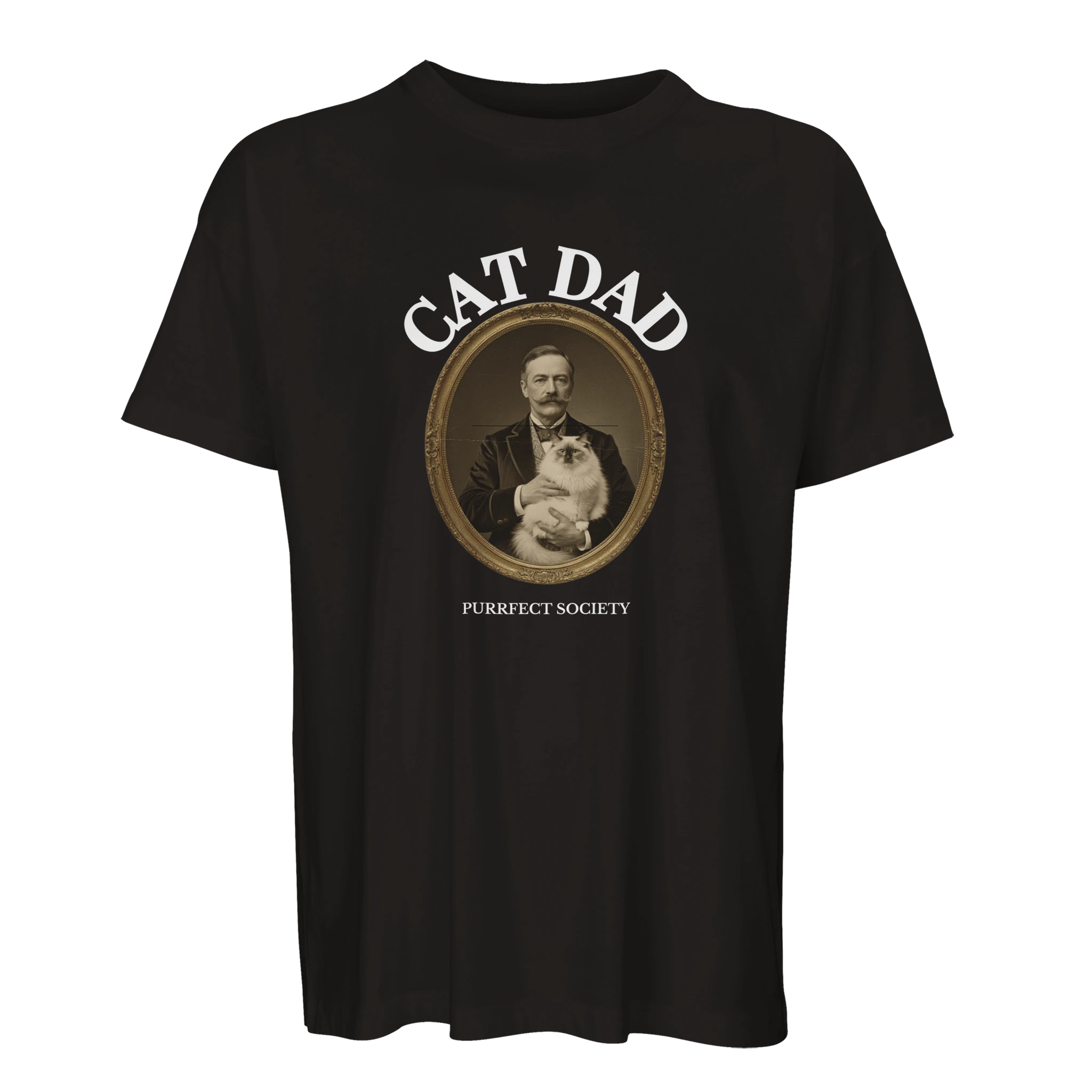 organic oversized cat dad t-shirt – minimalist cat-themed shirt for men