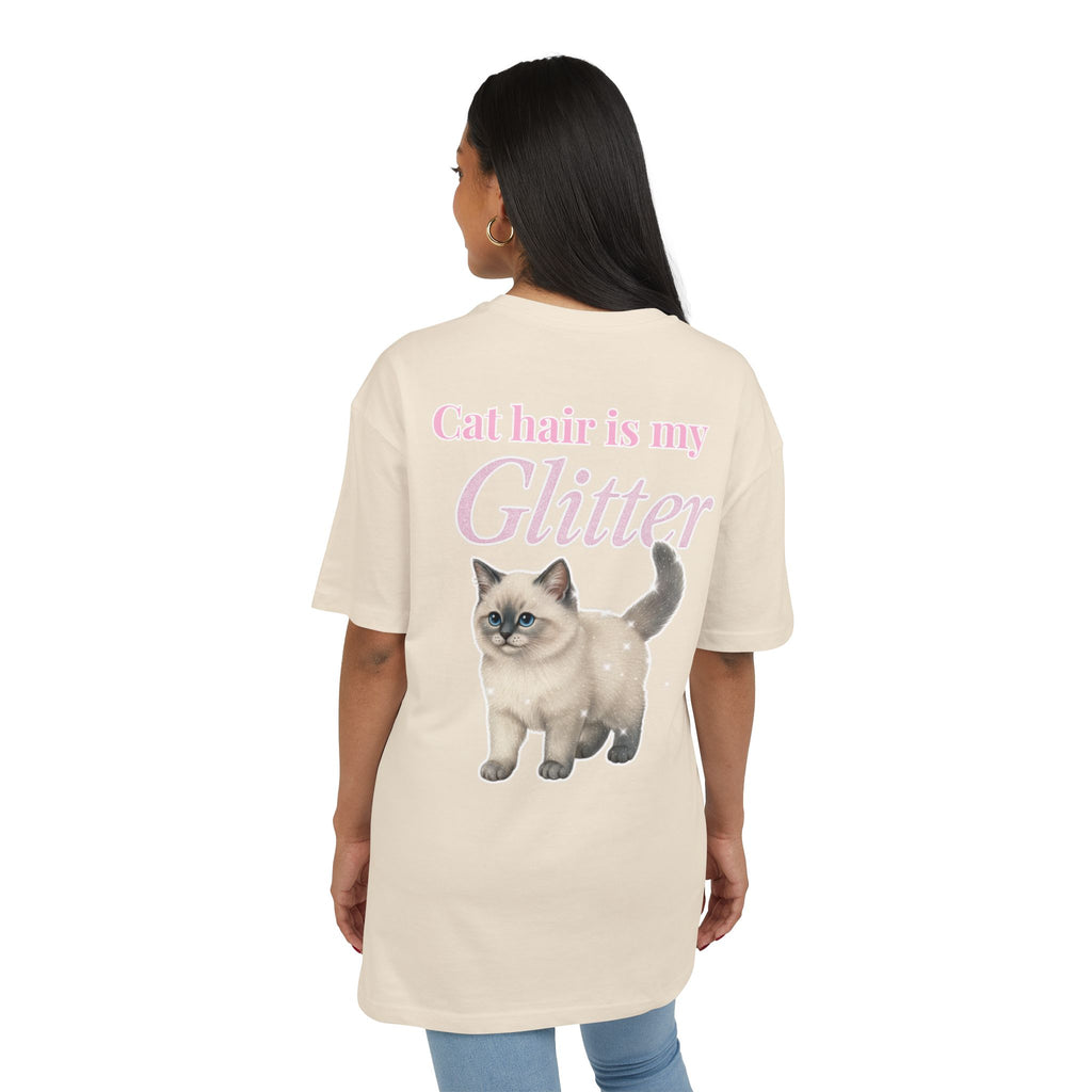 Cat hair is my glitter - Unisex Heavy Oversize Tee