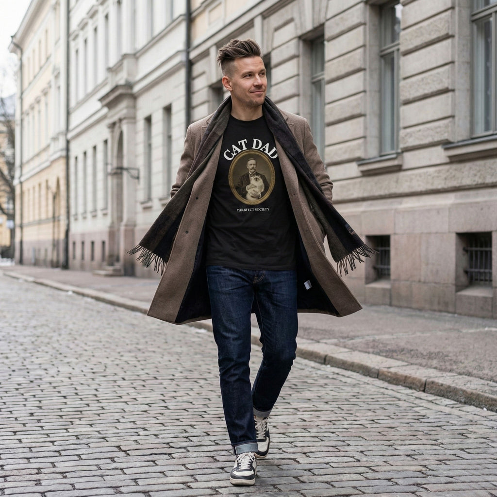 cat dad shirt mockup – oversized unisex organic cotton tee