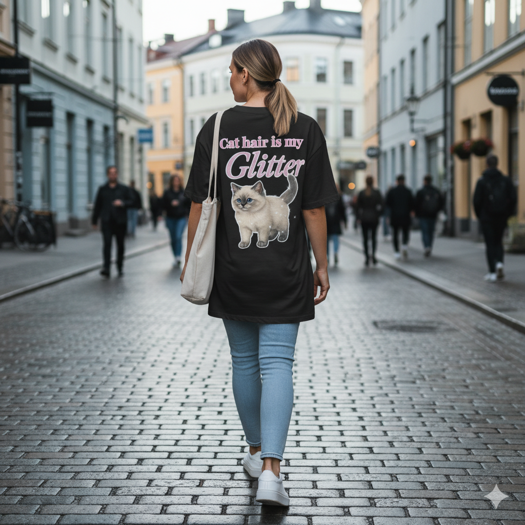 Cat hair is my glitter - Unisex Heavy Oversize Tee