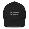 your approval is not required embroidered cat dad hat – minimalist black cat attitude cap