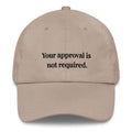 your approval is not required embroidered cat dad hat – minimalist black cat attitude cap