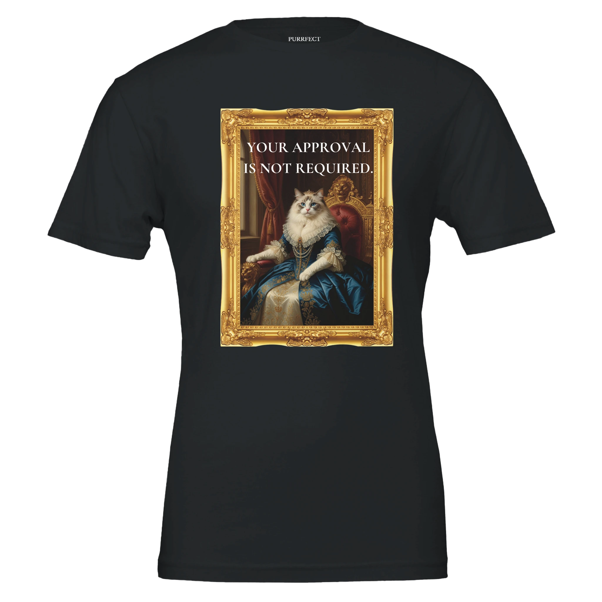 your approval is not required cat t-shirt – minimalist bold cat quote tee for cat lovers