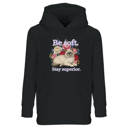 kids hoodie with be soft stay superior cat design – cozy children’s cat lover sweatshirt