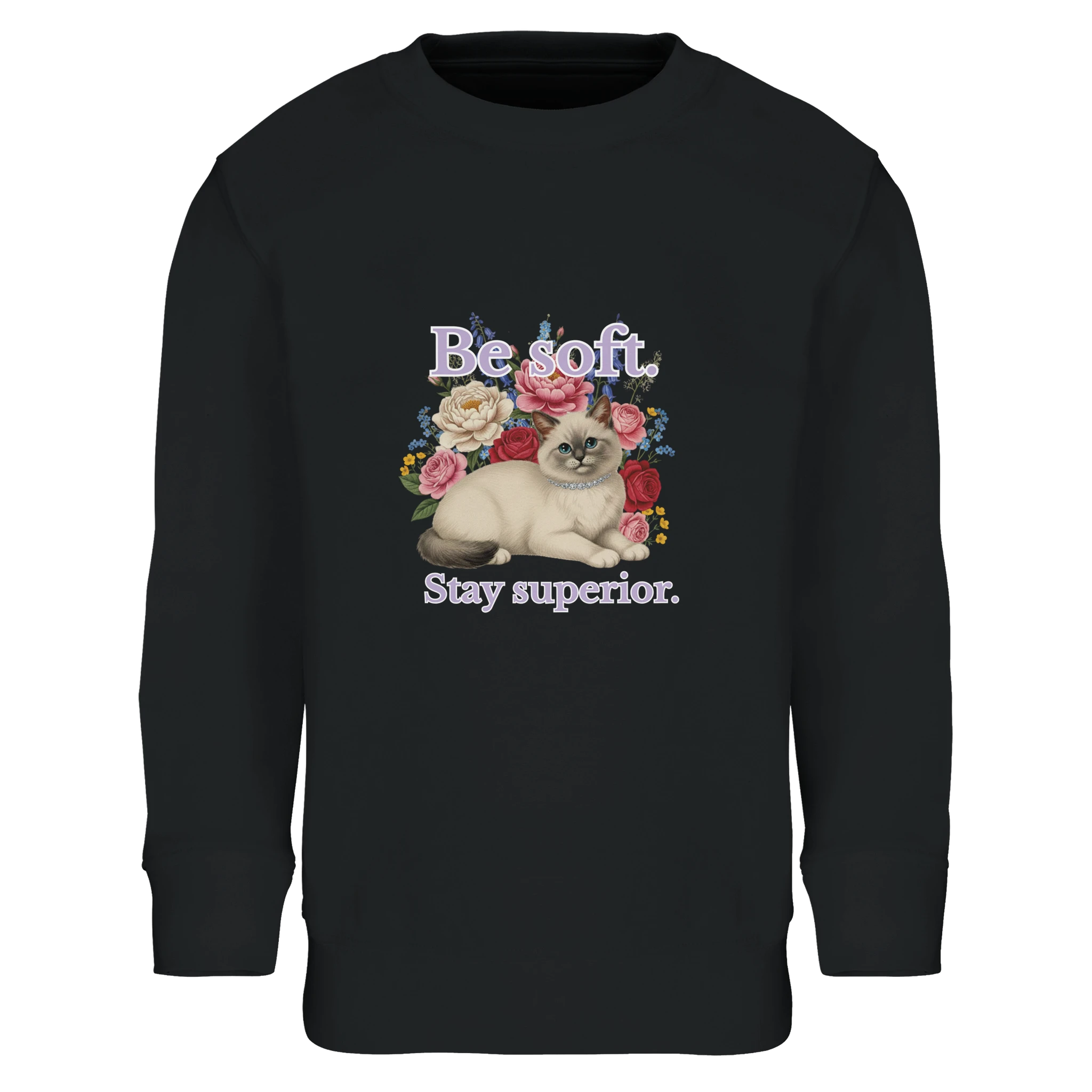 “kids sweatshirt with be soft stay superior cat design – cute children’s cat sweater