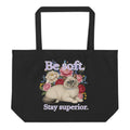 large organic tote bag with be soft stay superior cat design – minimalist aesthetic cat tote