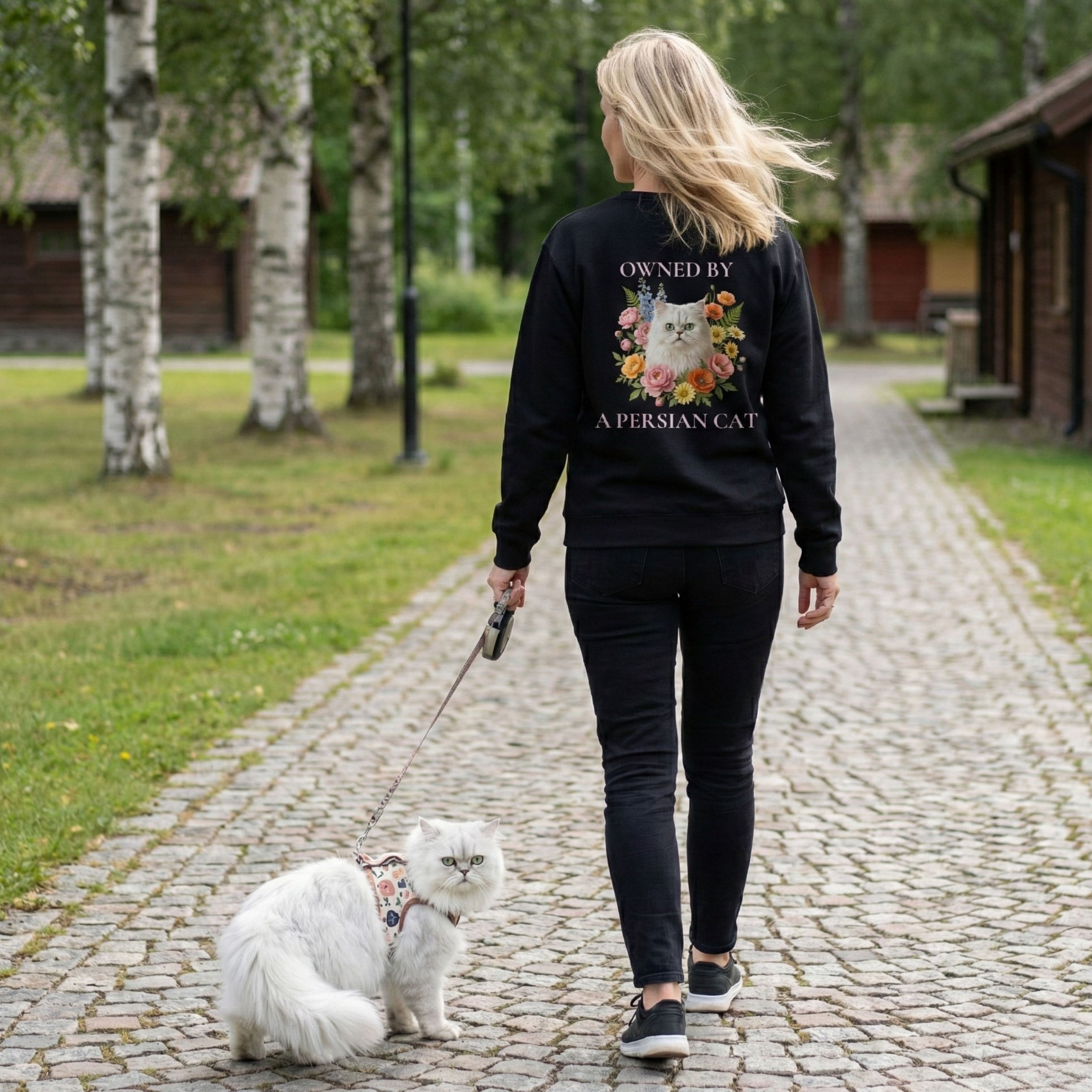 persian cat sweatshirt shown worn – aesthetic cat lover sweater mockup