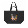 Black canvas shopping bag with vintage ragdoll cat and florals – Crazy Cat Lady