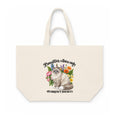 Natural off-white canvas shopping bag with fluffy ragdoll cat and pastel wildflowers – Pawsitive Vibes Only