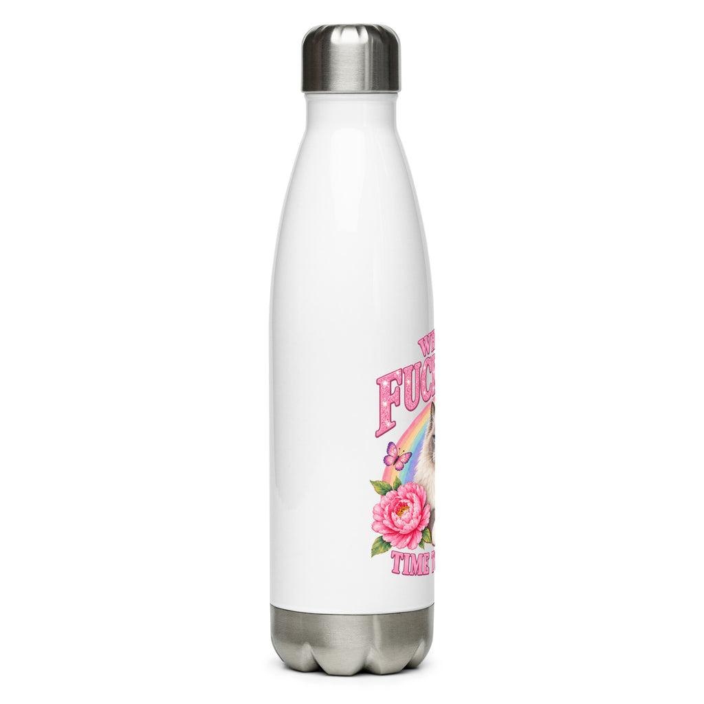 What a Fucked Up Time to Be Alive cat water bottle – right side