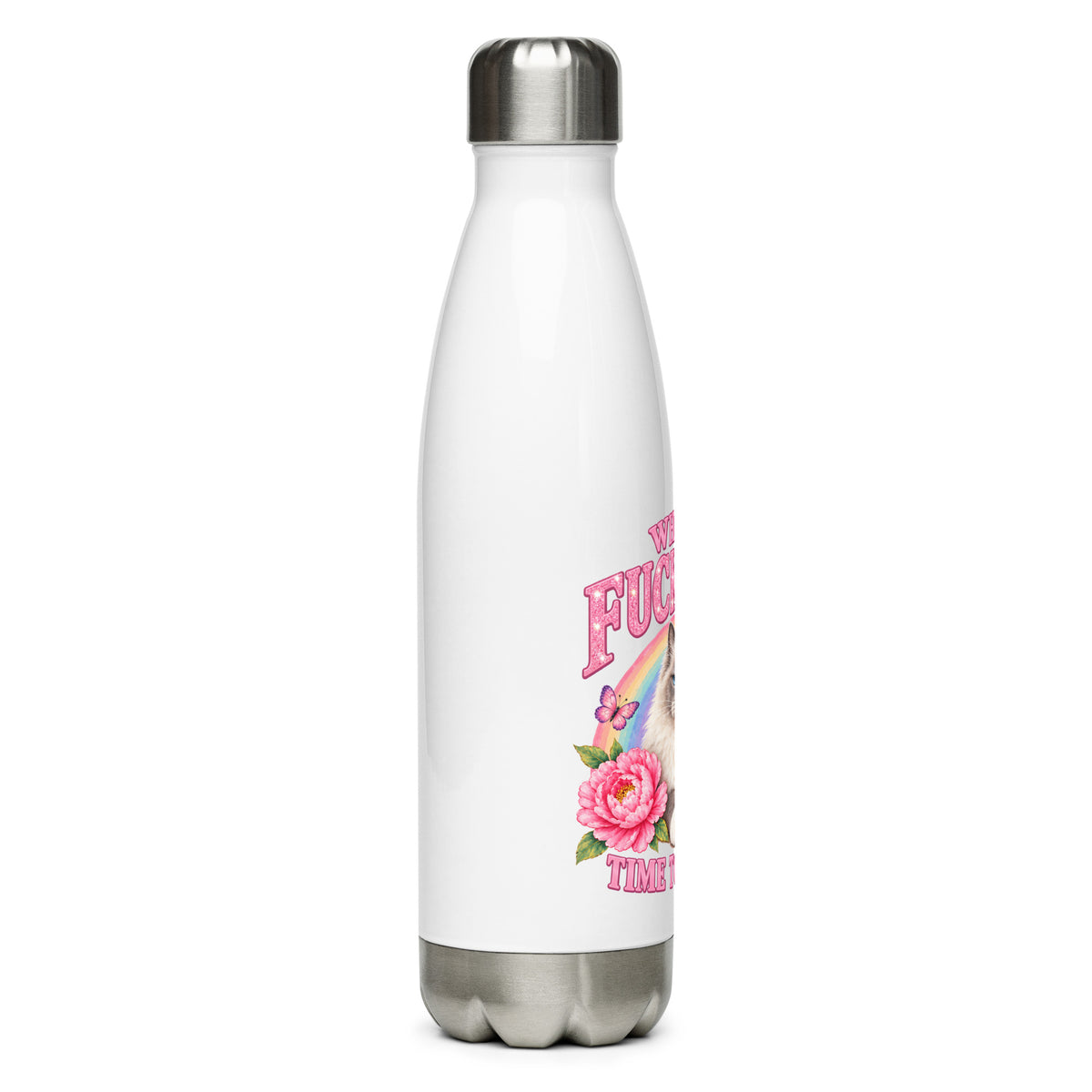 What a Fucked Up Time to Be Alive cat water bottle – right side