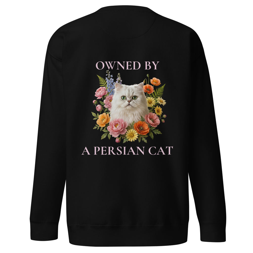 persian cat sweatshirt with cute fluffy cat illustration – owned by a persian cat design