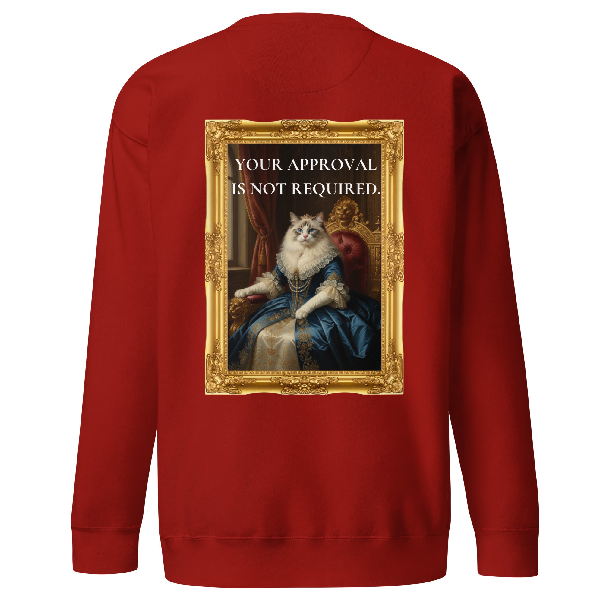 your approval is not required cat sweatshirt – bold attitude cat print unisex sweater